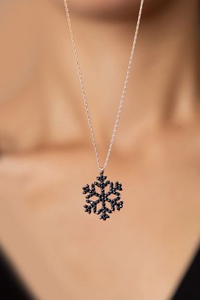 گردنبند نقره مشکی زنانه 925 عیار Papatya Silver - کد 139815593