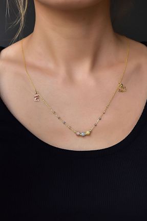 گردنبند نقره طلائی زنانه 925 عیار Papatya Silver - کد 144090971