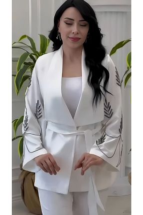 ست بالاتنه و پائین تنه سفید زنانه بافتنی NHMODA - کد 904921867