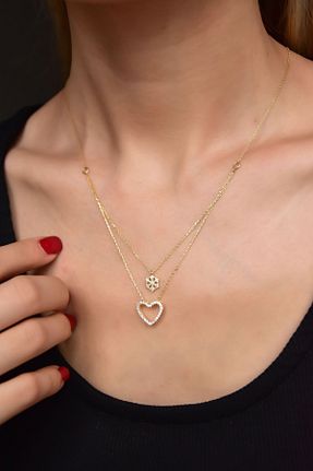 گردنبند نقره طلائی زنانه 925 عیار Papatya Silver - کد 155918050