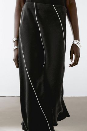 دامن مشکی زنانه کتان Massimo Dutti - کد 904918435
