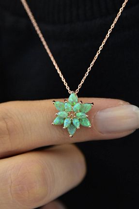 گردنبند نقره سبز زنانه 925 عیار Papatya Silver - کد 99874255