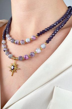 گردنبند جواهر بنفش زنانه Sose Moda - کد 904921243