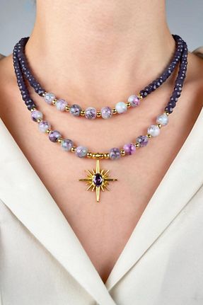 گردنبند جواهر بنفش زنانه Sose Moda - کد 904921243