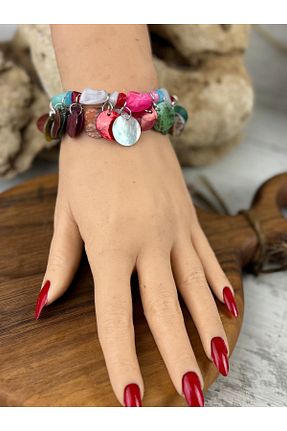 دستبند جواهر صورتی زنانه منجق SEDEF TAKI - کد 904826022