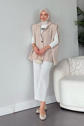جلیقه حجاب بژ زنانه رگولار HAZA MODA - کد 904822728
