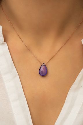 گردنبند نقره بنفش زنانه 925 عیار Papatya Silver - کد 31123853