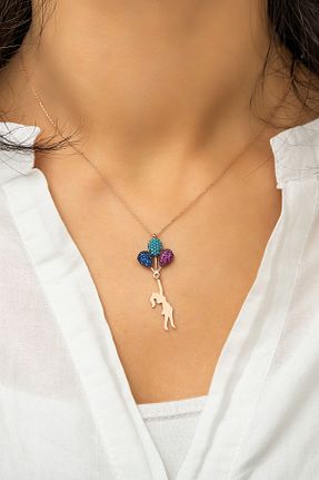گردنبند نقره صورتی زنانه 925 عیار Papatya Silver - کد 31123889