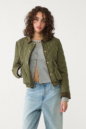 کاپشن خاکی زنانه Straight Stradivarius - کد 853223398