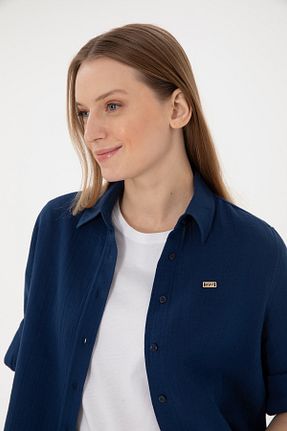 پیراهن سرمه ای زنانه یقه ایستاده U.S. Polo Assn. - کد 905064573