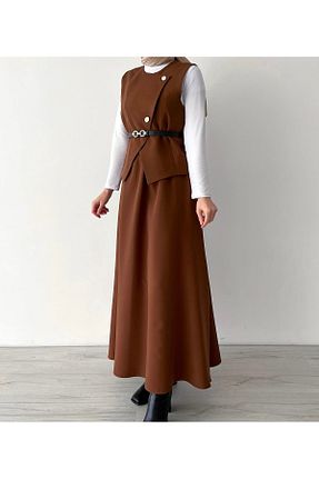 ست بالاتنه و پائین تنه قهوه ای زنانه بافتنی The Moda - کد 902214254