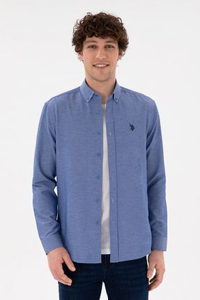 پیراهن آبی مردانه یقه پیراهنی U.S. Polo Assn. - کد 859884749