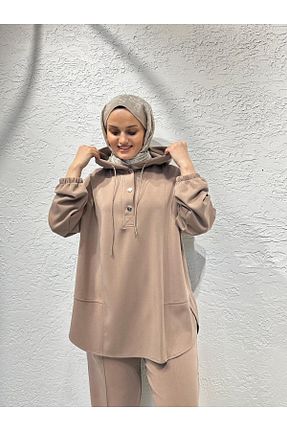 ست بالاتنه و پائین تنه حجاب قهوه ای Asimetrik İkoll - کد 906437248