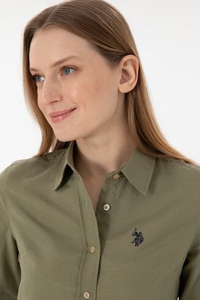 پیراهن خاکی زنانه یقه پیراهنی U.S. Polo Assn. - کد 855991213