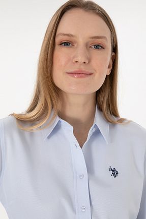 پیراهن آبی زنانه یقه پیراهنی U.S. Polo Assn. - کد 855991234