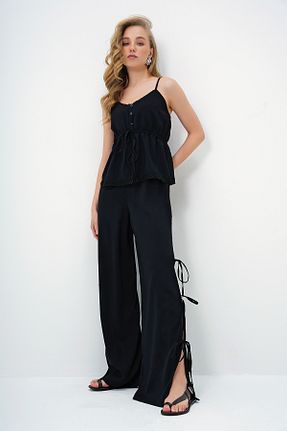 ست بالاتنه و پائین تنه مشکی زنانه بافتنی Trend Alaçatı Stili - کد 903022276