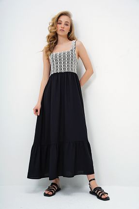 لباس مشکی زنانه بافتنی Trend Alaçatı Stili - کد 903022439