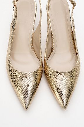 کفش پاشنه بلند کلاسیک طلائی زنانه چرم مصنوعی luvishoes - کد 689131729