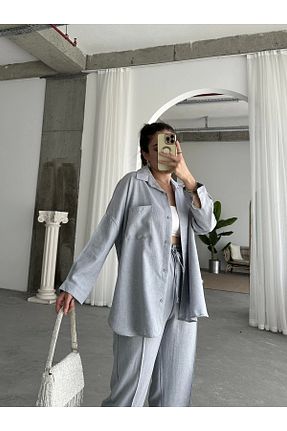 ست بالاتنه و پائین تنه طوسی زنانه بافتنی Pullaps - کد 832663682