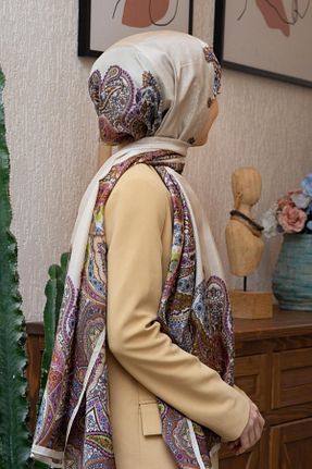 شال بژ زنانه ابریشم Vissona - کد 904856917