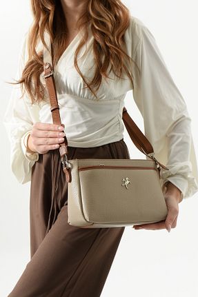 کیف دوشی بژ زنانه چرم مصنوعی Nas Bag - کد 904941527