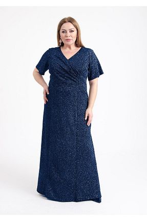 لباس سایز بزرگ سرمه ای زنانه پلی استر - الاستین LİLAS XXL - کد 820251279