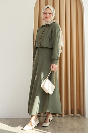 ست بالاتنه و پائین تنه حجاب خاکی زنانه رگولار InStyle - کد 904942277