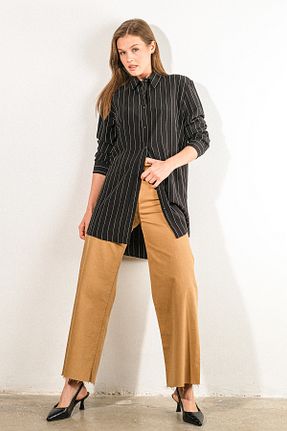 پیراهن مشکی زنانه اورسایز GÖMLEX - کد 904927939