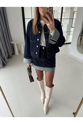 ست بالاتنه و پائین تنه سرمه ای زنانه جین manana fashion - کد 904945800