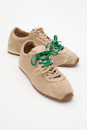کفش اسنیکر بژ زنانه چرم اصل luvishoes - کد 904951047