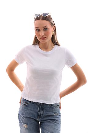 تیشرت سفید زنانه اورسایز Şimal - کد 841334179