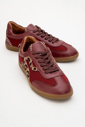 کفش اسنیکر زرشکی زنانه چرم اصل luvishoes - کد 904957831