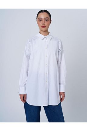 تونیک حجاب سفید زنانه پنبه ای Kayra - کد 904957141