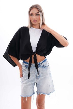 بلوز مشکی زنانه Straight Şimal - کد 850074565