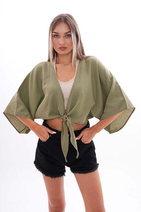 بلوز خاکی زنانه Straight Şimal - کد 850074528