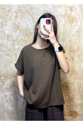 بلوز قهوه ای زنانه ساده VALİZİNNSİRİNCE - کد 904973637