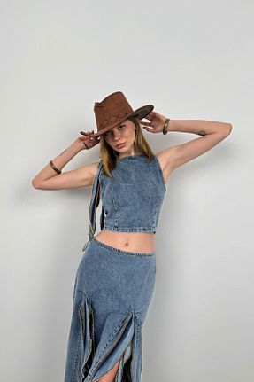 بلوز آبی زنانه ساده Maxi modena - کد 904982552