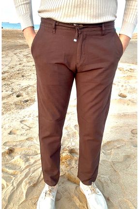 شلوار پارچه ای قهوه ای مردانه کش دار town walker - کد 904981155