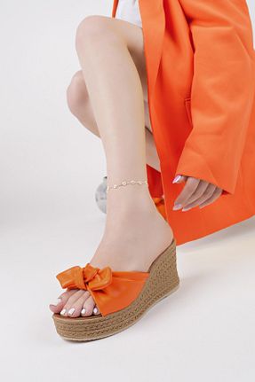 دمپائی نارنجی زنانه چرم مصنوعی Moda Frato - کد 904996405