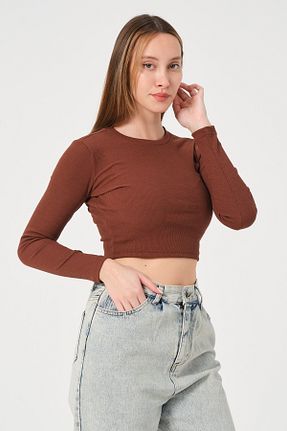 بلوز قهوه ای زنانه ساده PUNKY CAT - کد 904995551