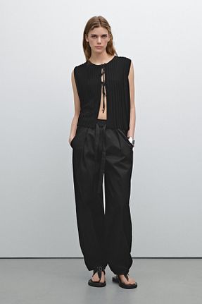 شلوار مشکی زنانه پنبه ای Massimo Dutti - کد 905044760