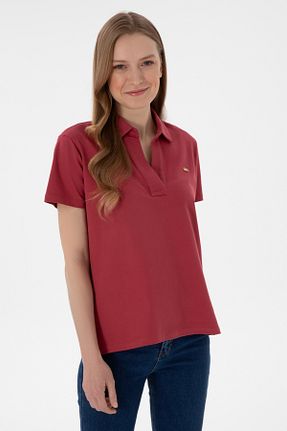 پولوشرت زرشکی زنانه پنبه ای U.S. Polo Assn. - کد 905027244