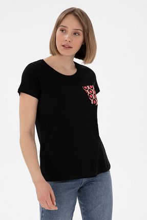 تیشرت مشکی زنانه یقه دوچرخه U.S. Polo Assn. - کد 905061949