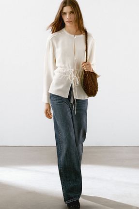پیراهن سفید زنانه رگولار Massimo Dutti - کد 905051782