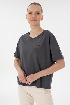 تیشرت طوسی زنانه یقه دوچرخه U.S. Polo Assn. - کد 905055042
