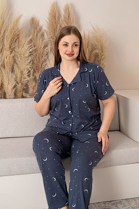 ست لباس راحتی طوسی زنانه Kalp Nisanca - کد 905070473
