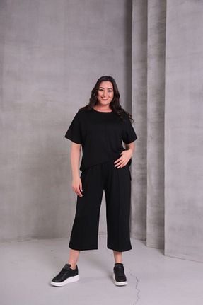 ست گرمکن سایز بزرگ مشکی زنانه رگولار Esina - کد 905079085