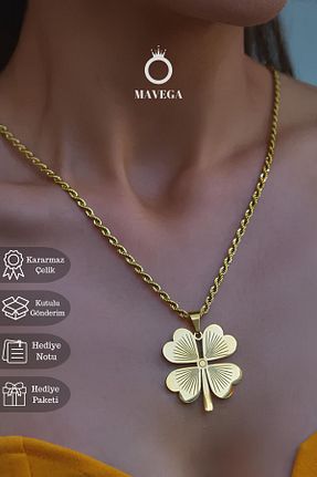 گردنبند استیل ( فولاد ) طلائی زنانه استیل ضد زنگ MAVEGA - کد 868770473