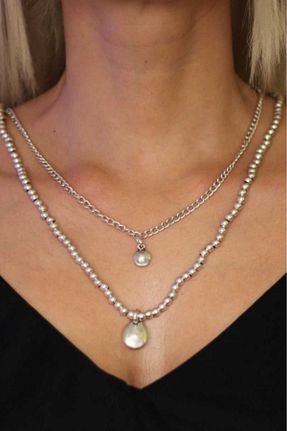 گردنبند جواهر متالیک زنانه روکش نقره Uniquetrenders - کد 906425262