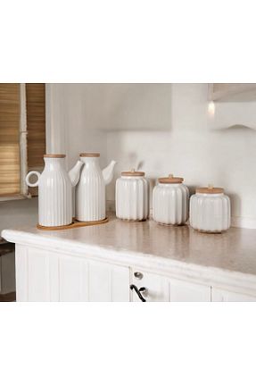 کوزه شیشه ای سفید پرسلن Kitchen Pembelia - کد 905107594